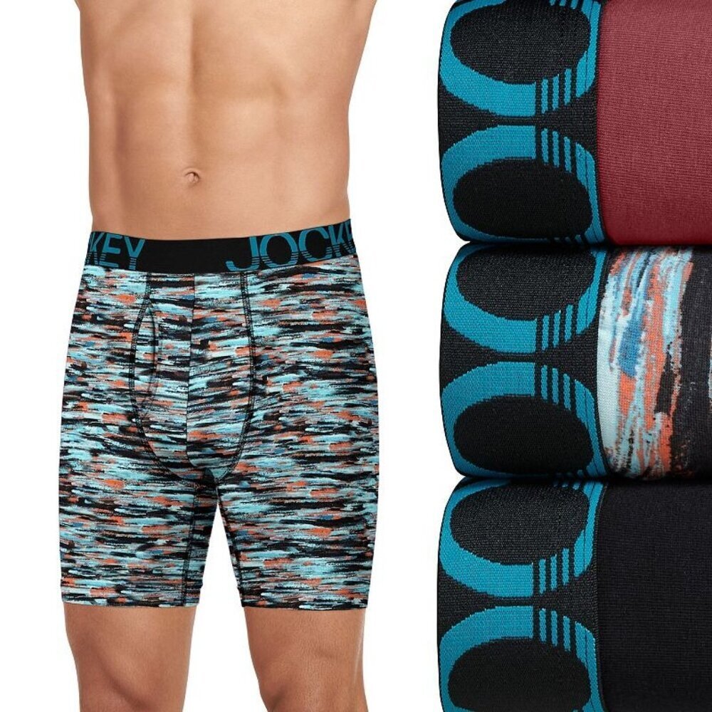 Jockey ActiveStretch Cotton Stretch 3-Pack Long-Leg Boxer Briefs Medium NEW